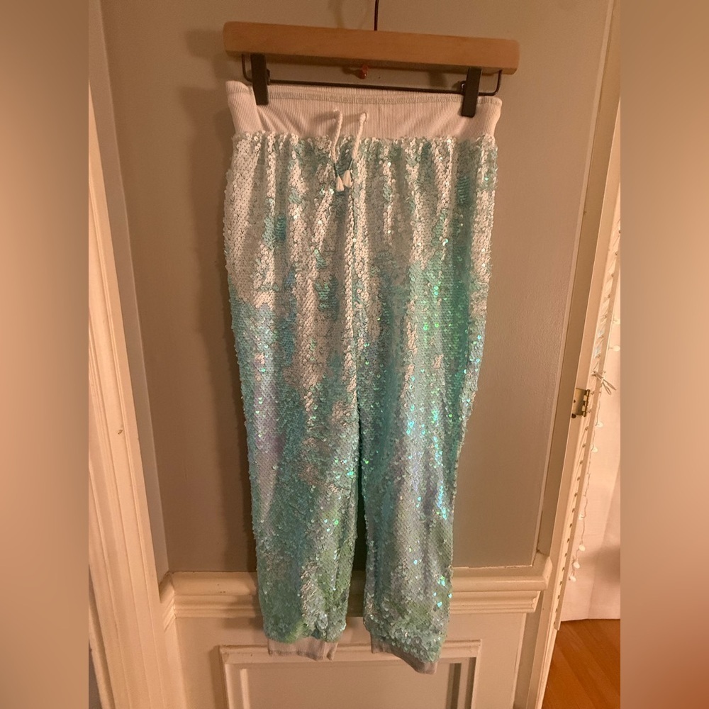 More Than Magic Mermaid Sequin Joggers Aqua Iridescent Girls L (10/12)